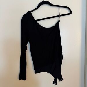 BB Dakota Black Asymmetrical Bodysuit